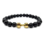 Barbell & Lava Rock Stone Beads Dumbbell Bracelet