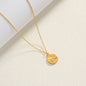 Gold Stainless Steel Zircon Star & Moon Pendant Necklace