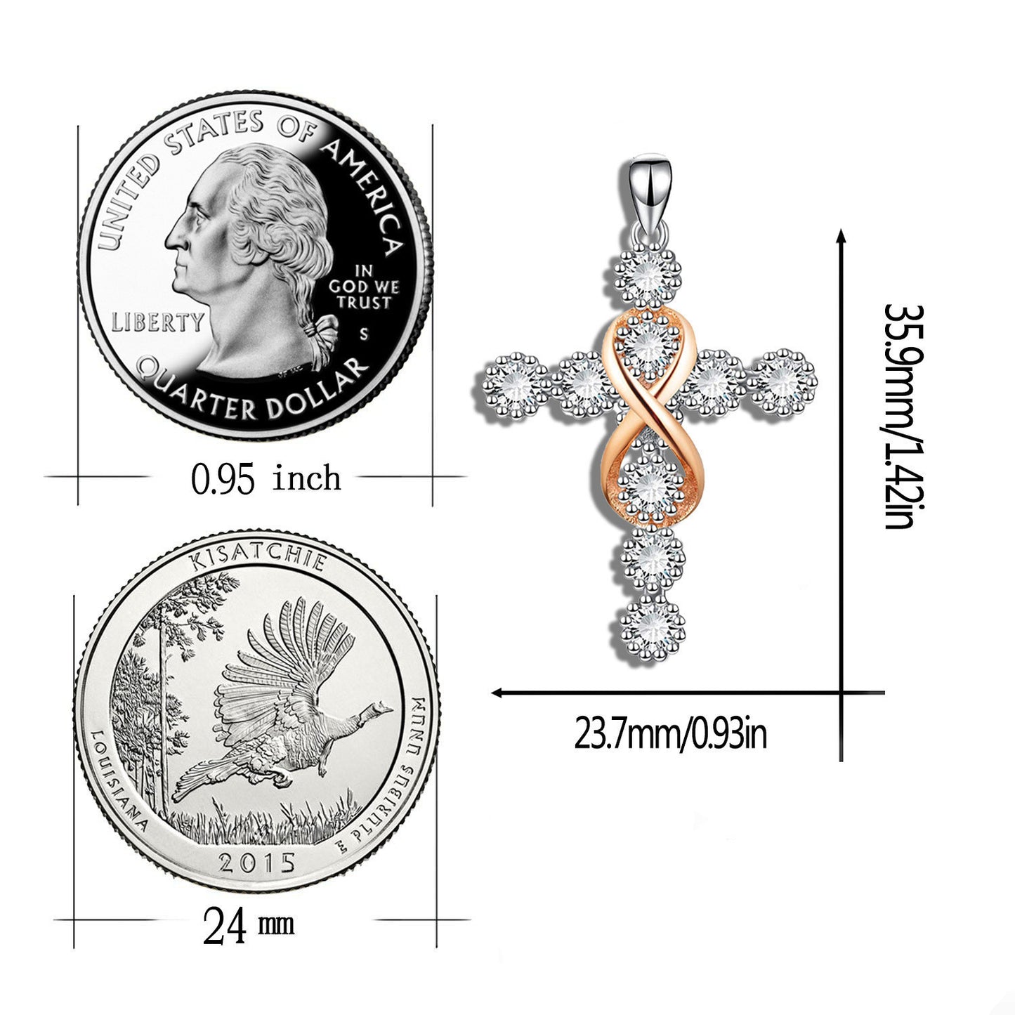 Infinity Cross Zircon Pendant Necklace