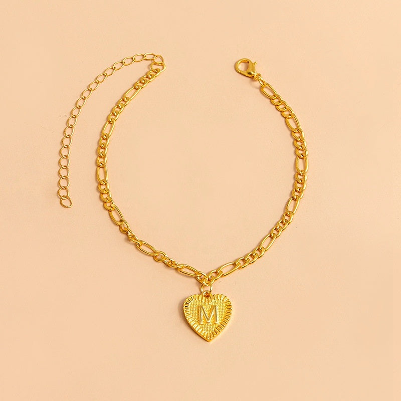 Gold Initial Letter Anklet for Women
