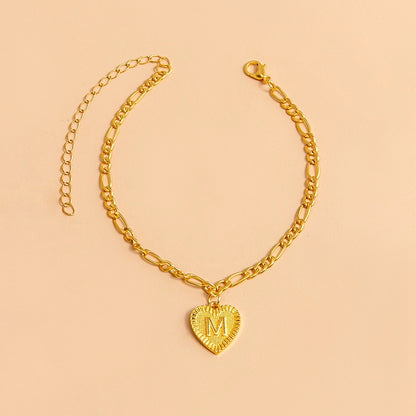 Gold Initial Letter Anklet for Women