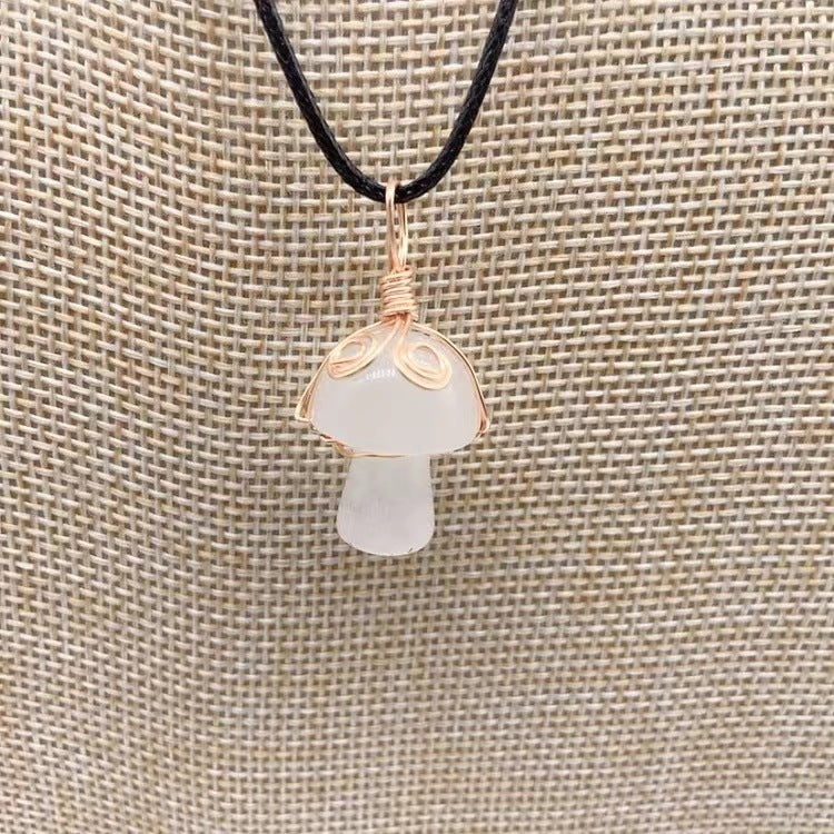 Winding Small Mushroom Natural Stone Necklaces