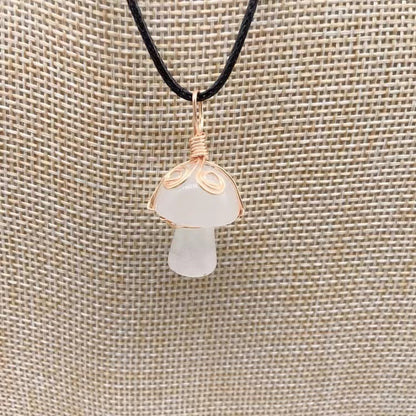 Winding Small Mushroom Natural Stone Necklaces