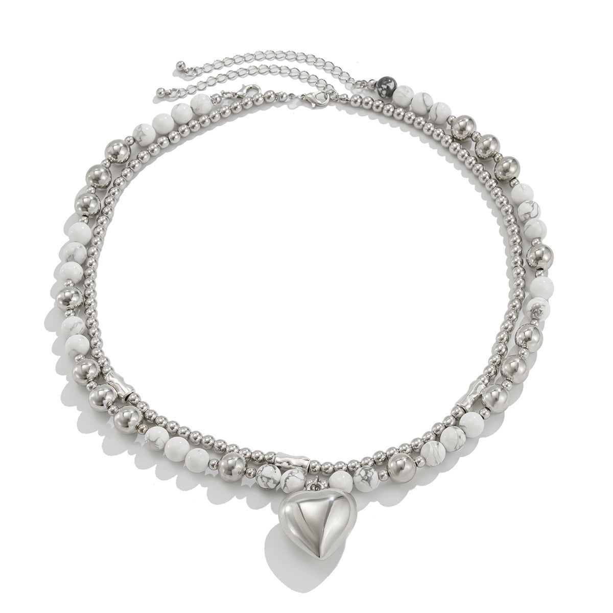 Multi-layer Beaded Heart Necklace & Bracelet Set