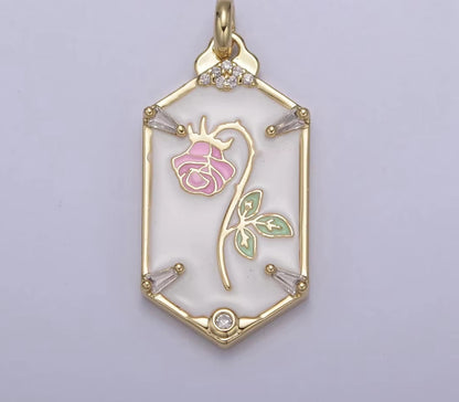 Retro Double Rose and Leaf Pendant Necklace