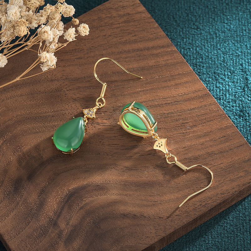 Natural Chalcedony Tassel Earrings