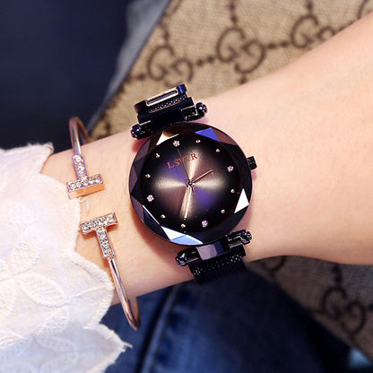 Rose Gold Watch with Starry Sky Design