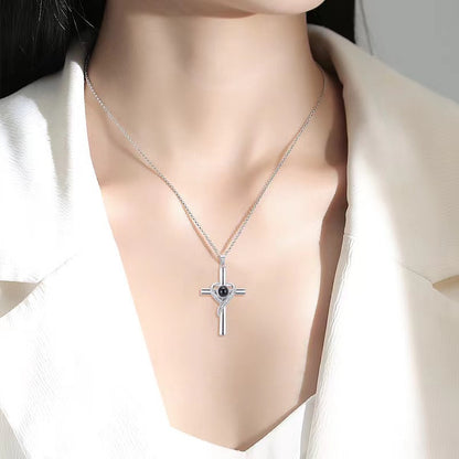 Love Cross Pendant  Projection Necklace Pendant  - I Love You Memorial Jewellery