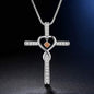 Infinity Love God We Trust Christian Cross Birthstone Crystal Pendant Necklace