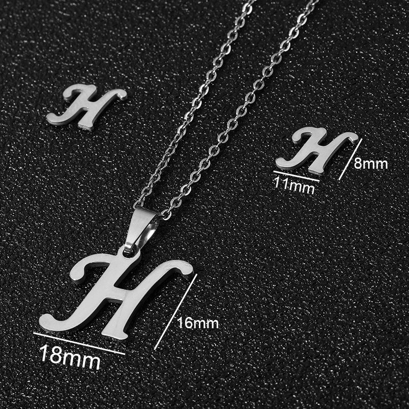 Stainless Steel Alphabet Necklace, 26 Initial Letters A–Z