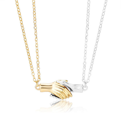Holding Hands Couple Necklace, 2Pc Set