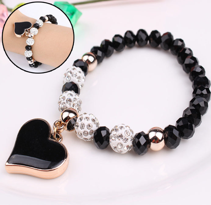 Elastic Crystal Heart Bracelet