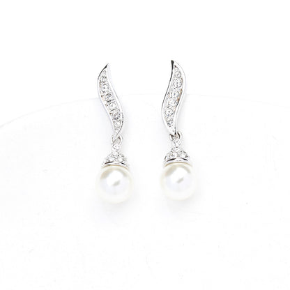 Classic Elegant Two-Tone Gold & Silver Artificial Pearl Earrings