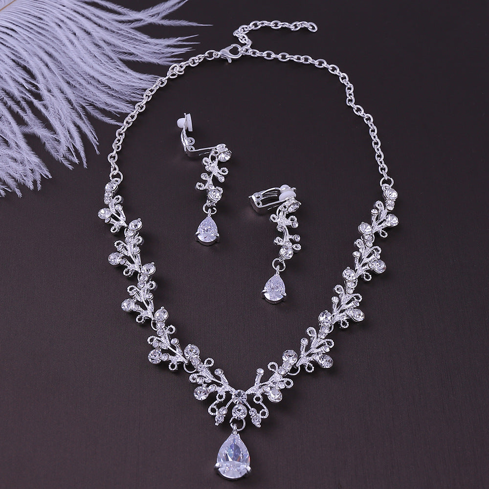 Bridal Rhinestone Zircon Necklace & Earring Set