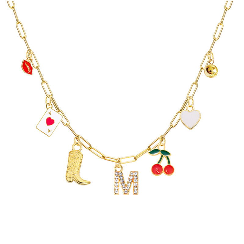 A-Z 26-Letter Diamond Initial Necklace, Multi Pendant