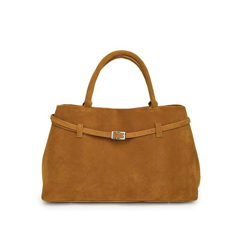 Solid Faux Suede Handbag