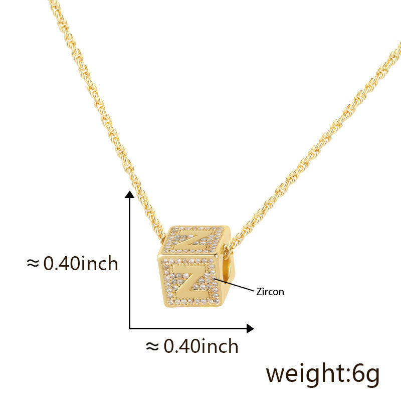 Cube 26 A-Z English Letter Pendant Necklaces