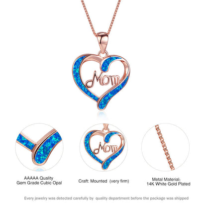 Heart Shaped MOM Letter Pendant Necklace