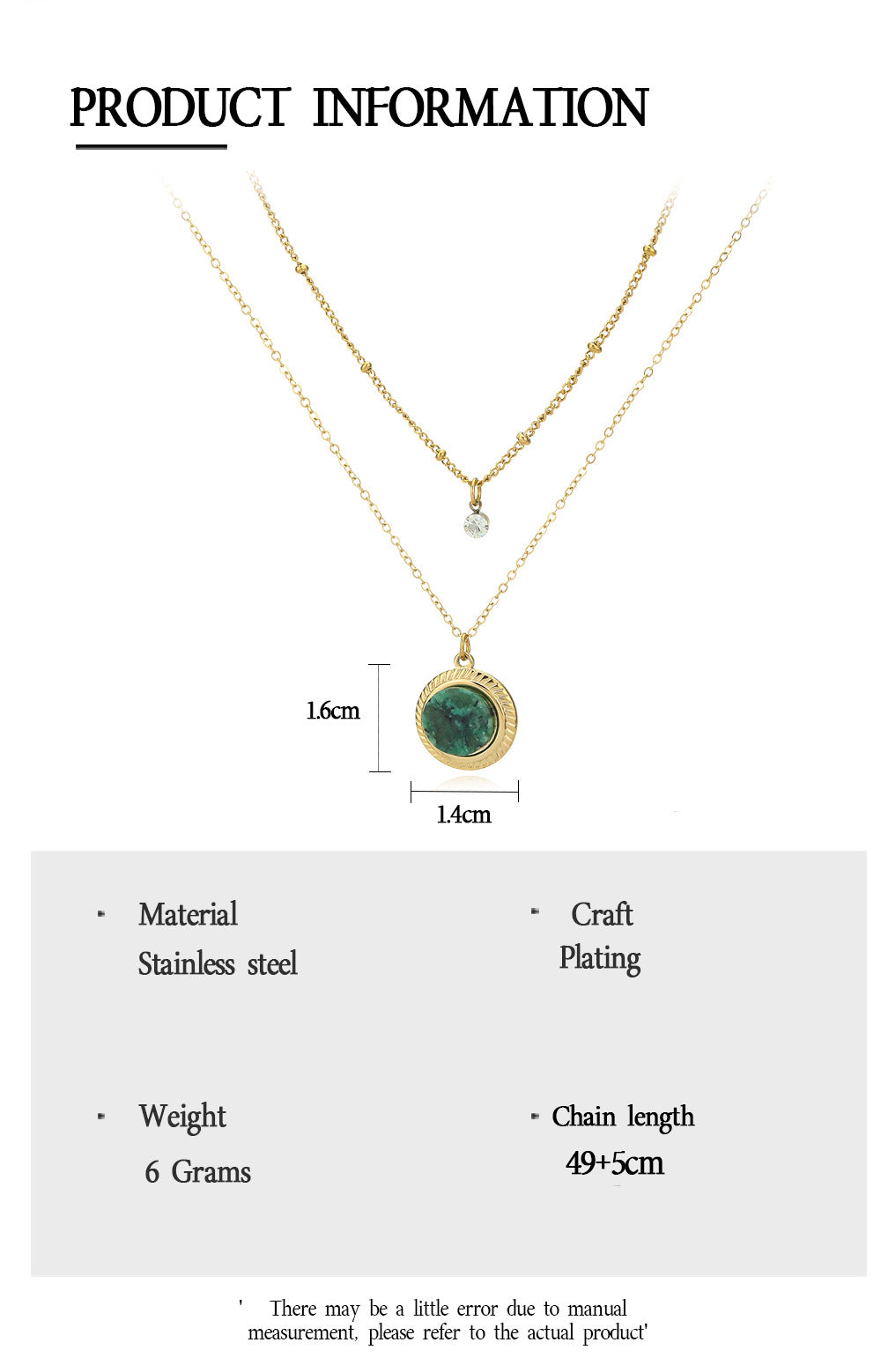 Natural Stone Pendant Layered Necklace