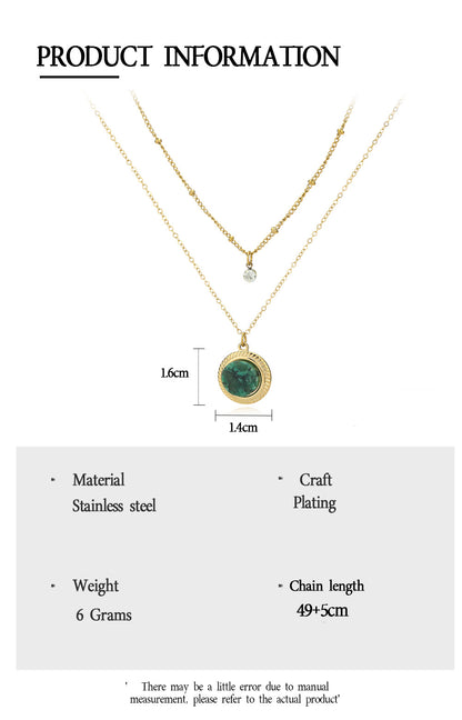 Natural Stone Pendant Layered Necklace