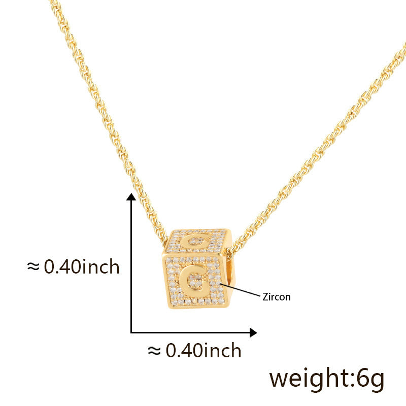 Cube 26 A-Z English Letter Pendant Necklaces