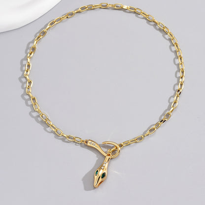Elegant Metal Snake Diamond Studded Necklace