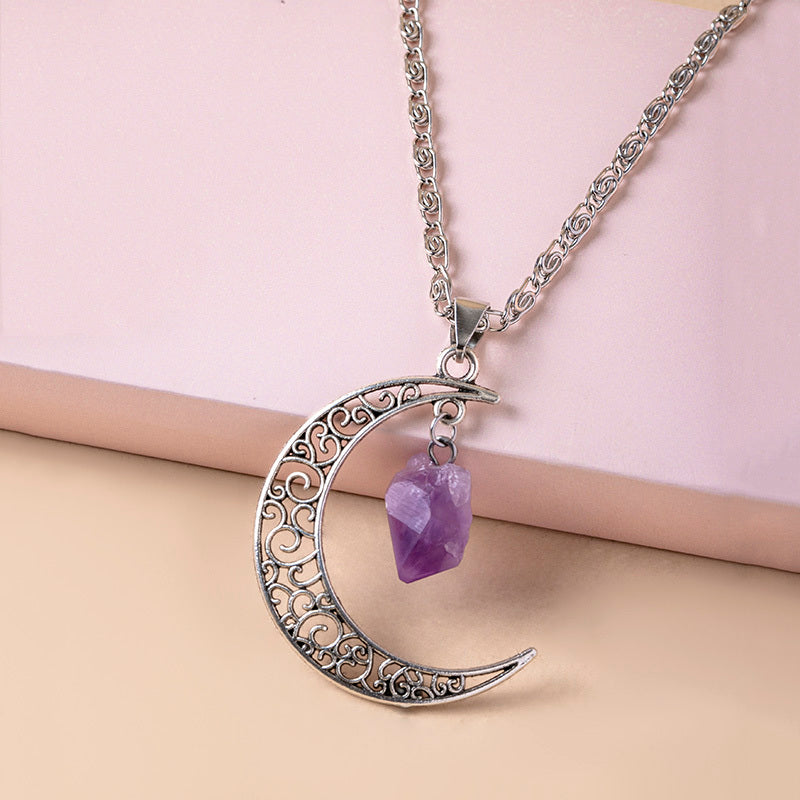 Vintage Purple Moon Necklace