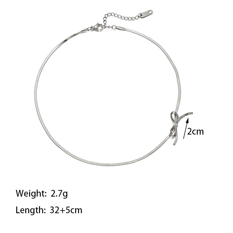 Minimalist Bowknot Necklace, Gold & Silver