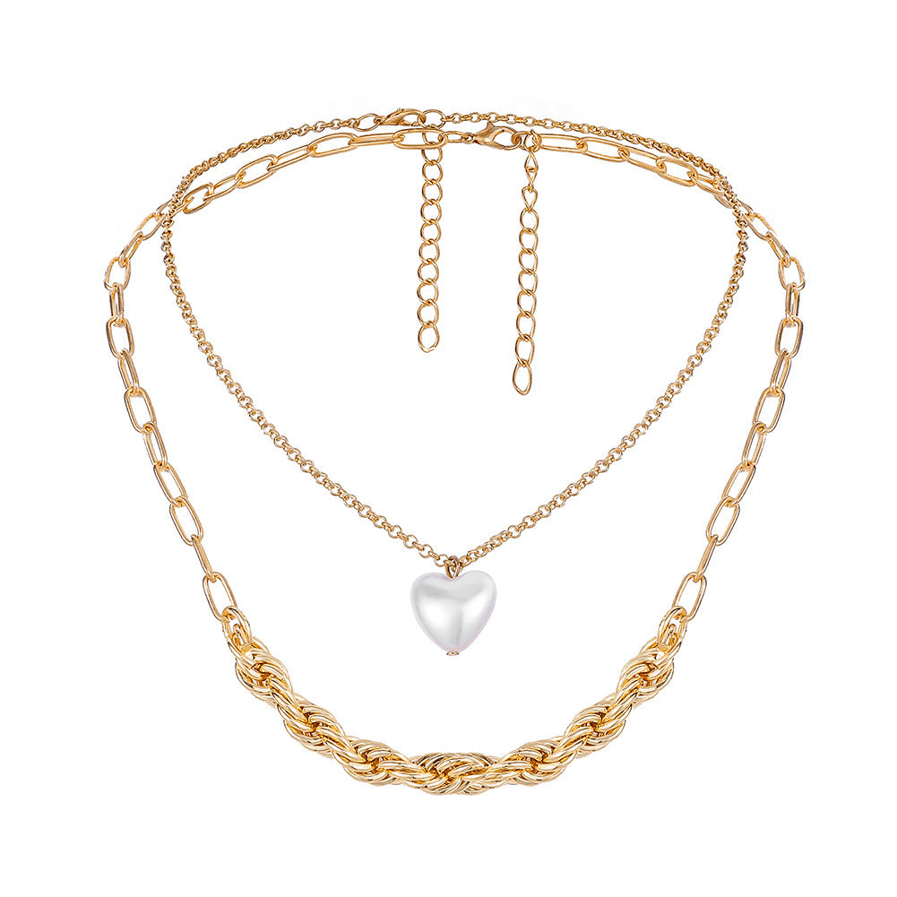 Gold Heart-Shaped Love Pendant Necklace