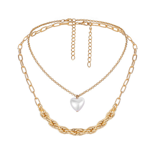 Gold Heart-Shaped Love Pendant Necklace