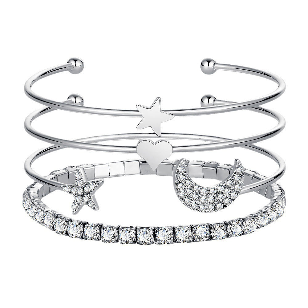 Moon & Stars Cuff Bracelet Set