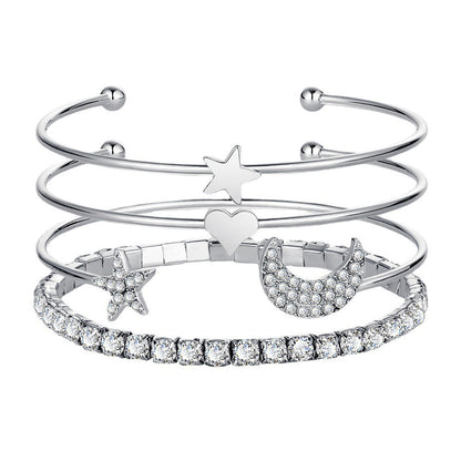 Moon & Stars Cuff Bracelet Set