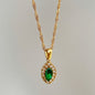 Olive Shaped Horse Eye Zircon Necklace