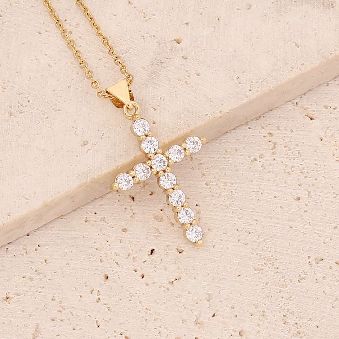 Micro Inlaid Zircon Cross Necklace