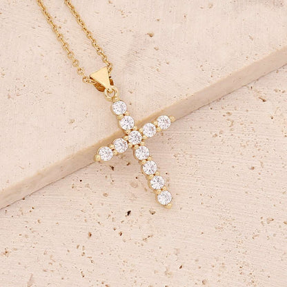Micro Inlaid Zircon Cross Necklace