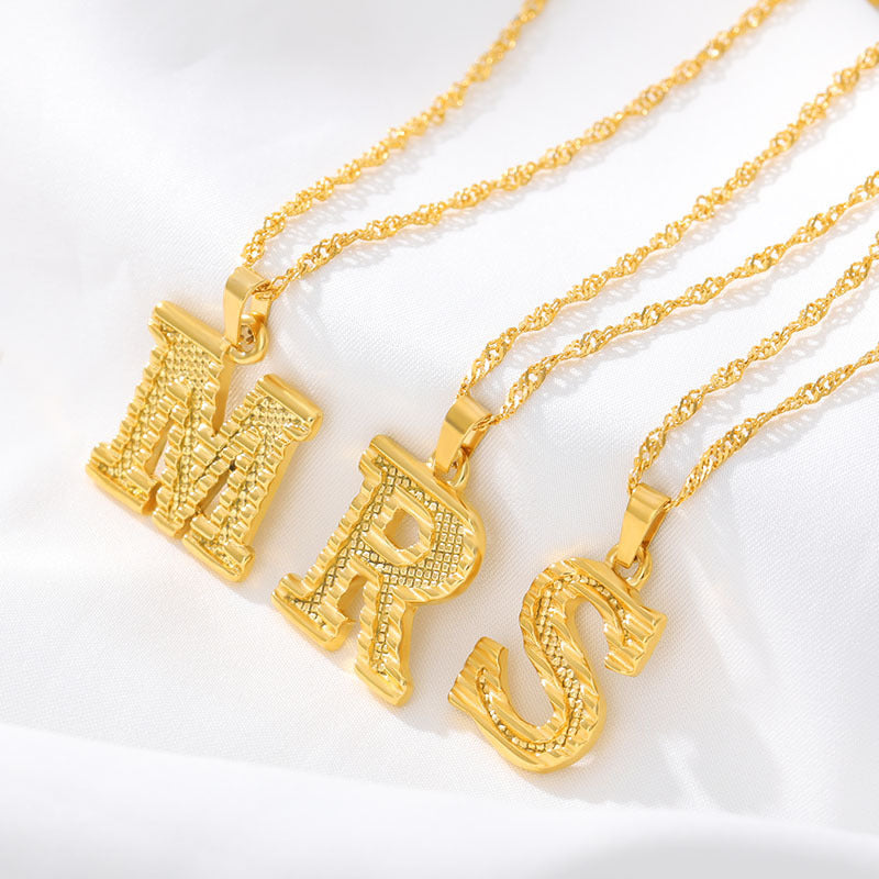 Gold Initial Letter Necklace – 18K Gold Plated A–Z Alphabet