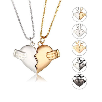 2pcs Heart-Broken Shape Pendant Necklace