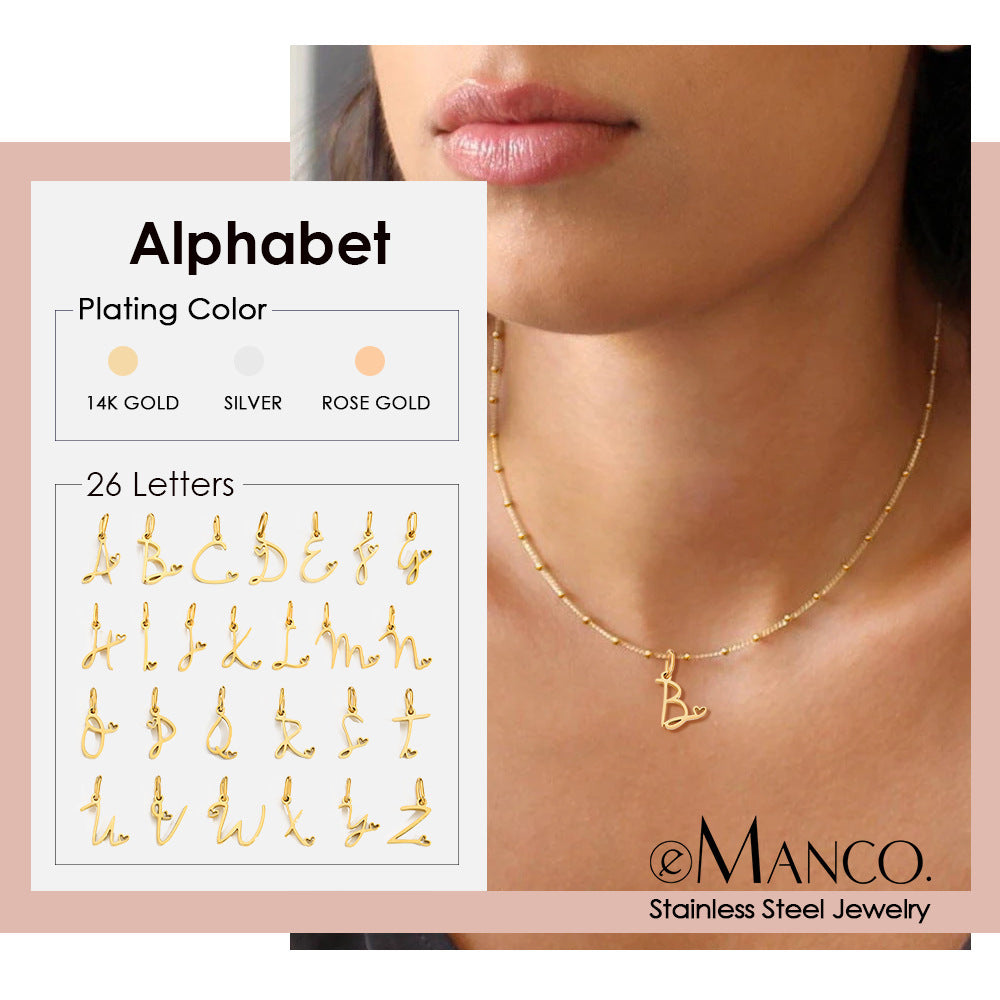A-Z Personalized 26 Letter Pendant Necklace