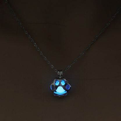 Dog Paw Hollow Luminous Necklace