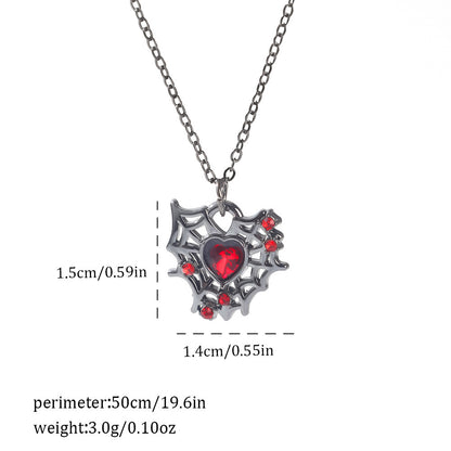 Gothic Spider, Bat, Cross, Skull, and Heart Pendant Necklaces