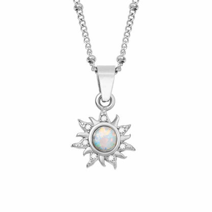 Natural Opal Sun Pendant Necklace