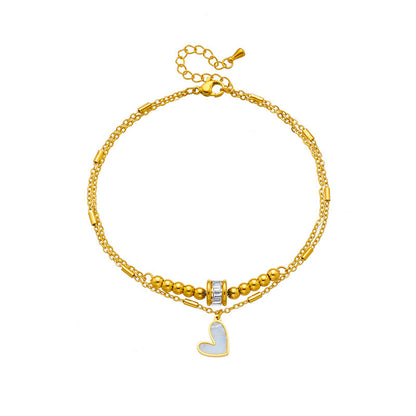 Love Heart Double Layer Anklet