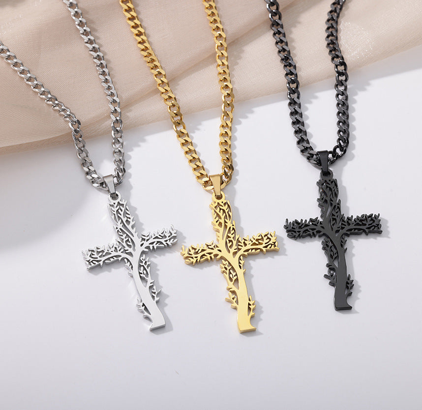 Lucky Tree Cross Necklace