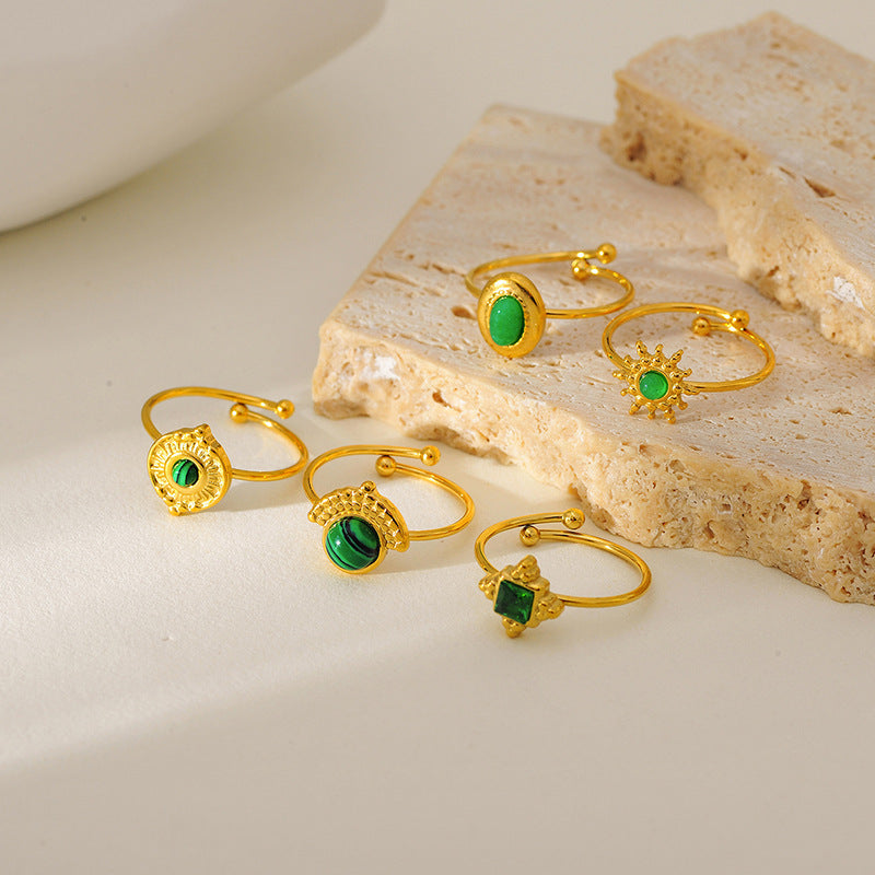 Natural Stone Turquoise Ring – Adjustable