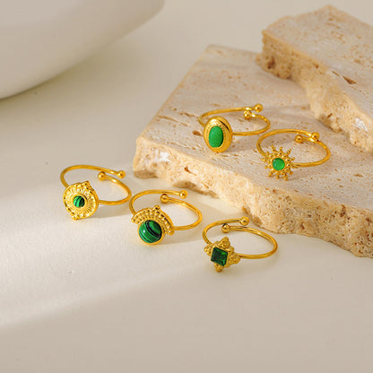 Natural Stone Turquoise Ring – Adjustable