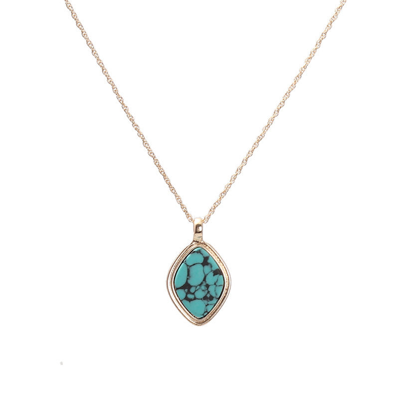 Abalone Shell & Turquoise Inlaid Short Chic Necklace