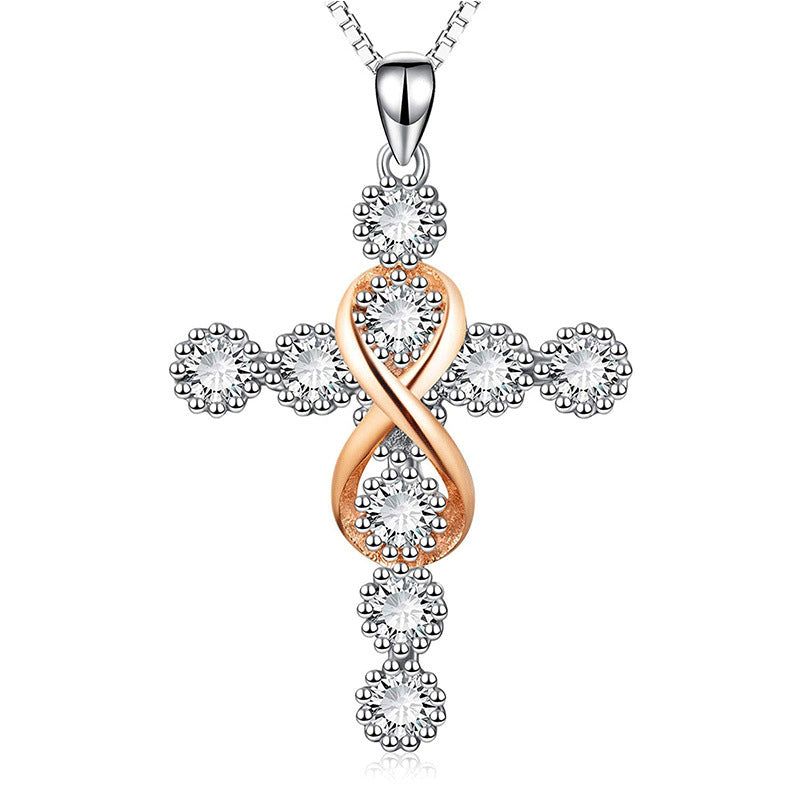 Infinity Cross Zircon Pendant Necklace