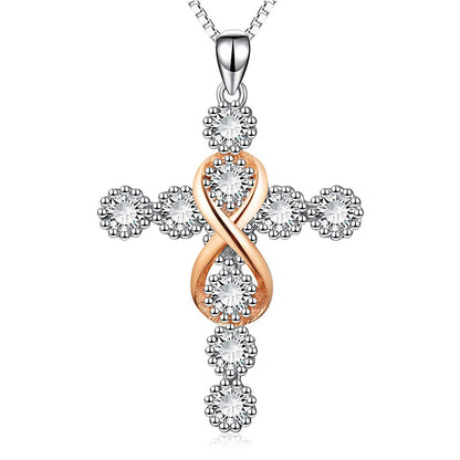 Infinity Cross Zircon Pendant Necklace