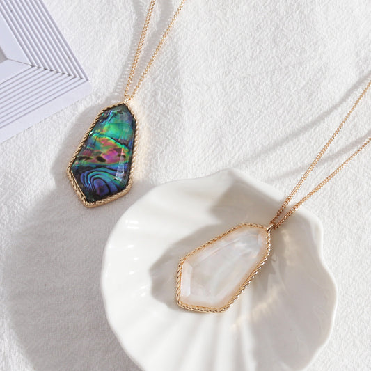 Abalone Shell Faceted Resin Necklace