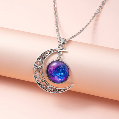 Galaxy Planet Star Glass Necklaces